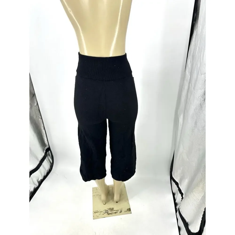 Wilfred Aritza XS Women Black Wool Blend Knit Cropped Capri Pants 22”In 37-28